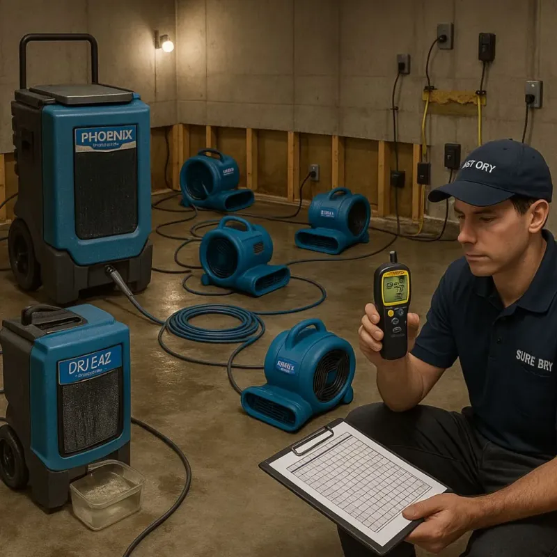 Structural Drying and Dehumidification process in Kinston, NC